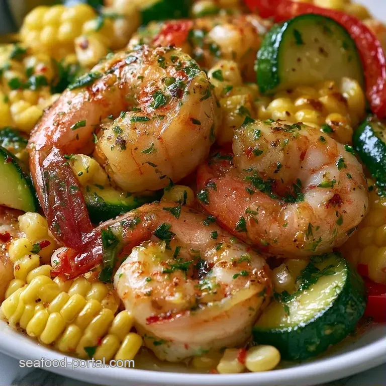 Plump pink shrimp and colorful bell peppers resting in open foil, garnished with fresh parsley and lemon wedges.