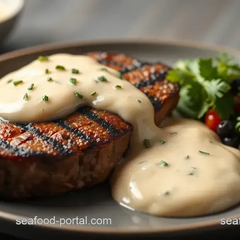 Grilled Sirloin Steak with Creamy Garlic Mushroom Sauce