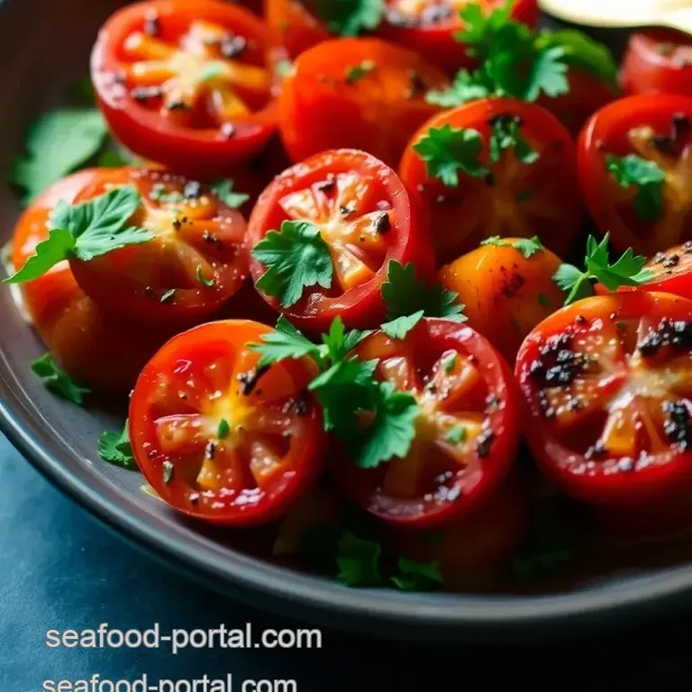 Grilled Tomatoes with Herb Vinaigrette presentation