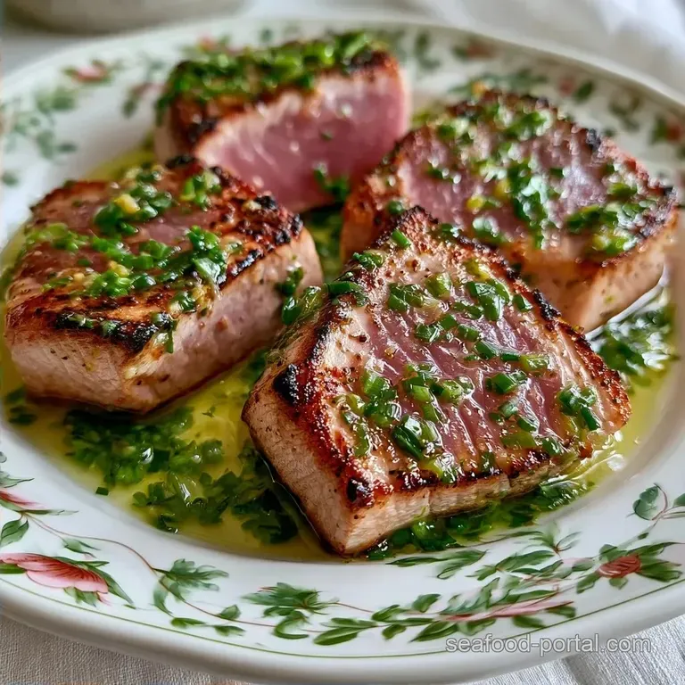 Lean & Vibrant Grilled Tuna with Scallion Sauce