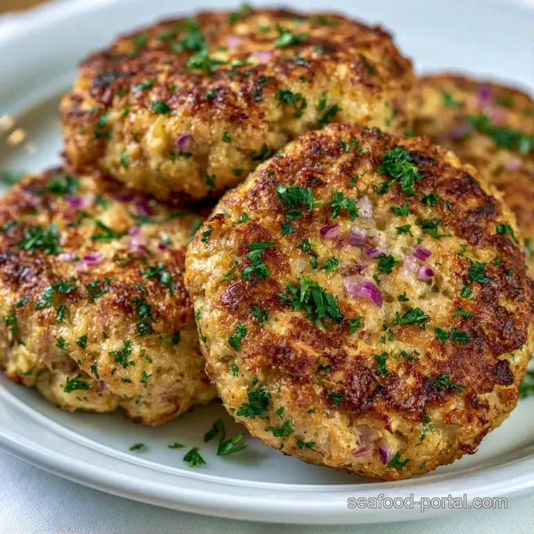 Three golden patties arranged on a ceramic plate with a dollop of creamy tartar sauce and a sprig of fresh dill.