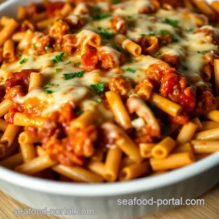 Hearty Baked Ziti with a Cheesy Twist presentation
