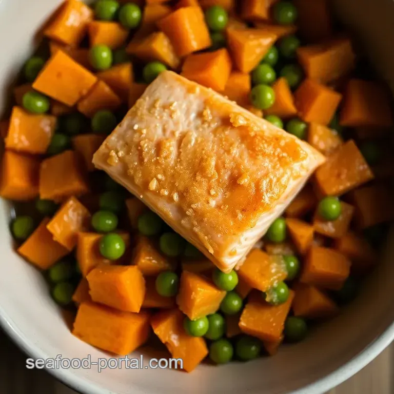 Hearty Salmon & Sweet Potato Dog Delight presentation