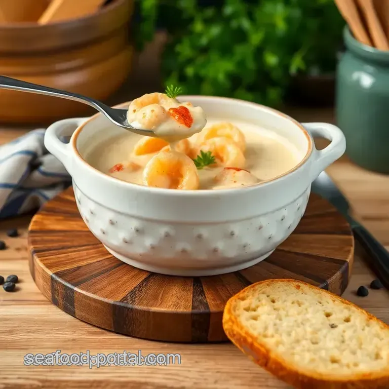 Cooked Seafood Chowder with Creamy Goodness presentation