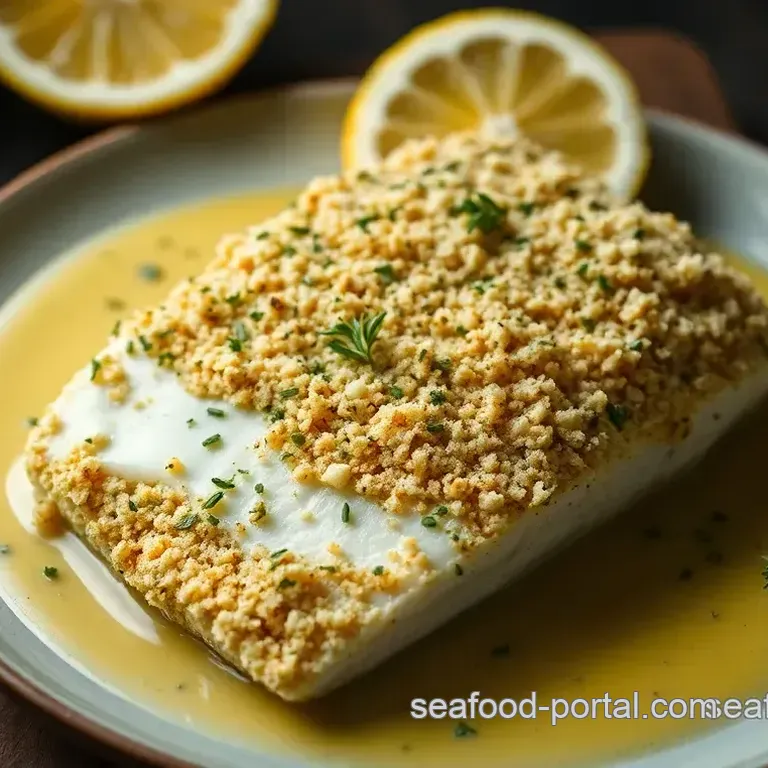 Herb-Crusted Halibut with Lemon Butter Sauce