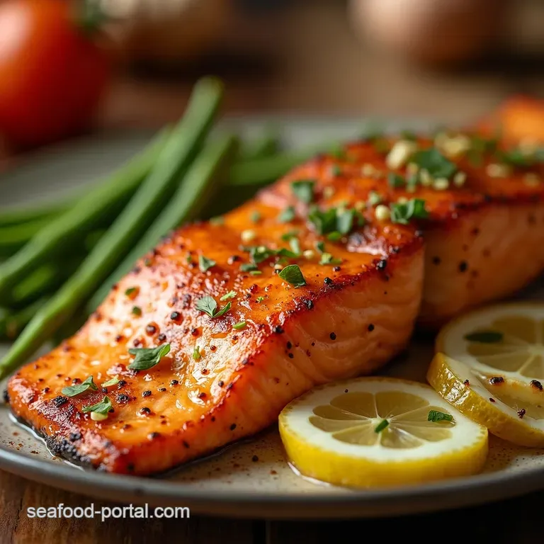 Honey Garlic Glazed Salmon with Crispy Skin presentation