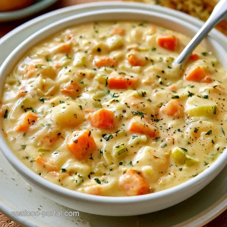 Elegant bowl of creamy soup topped with fresh parsley, served with a warm, buttered crusty bread slice on the side.