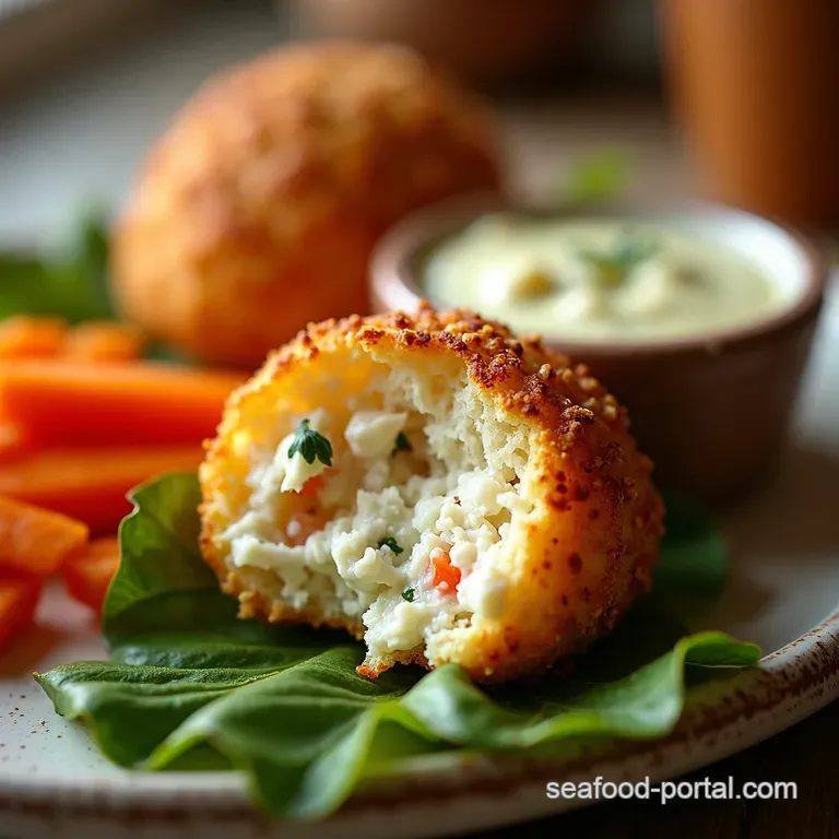 Irresistible Crab Bombs with Lemondill Aioli presentation