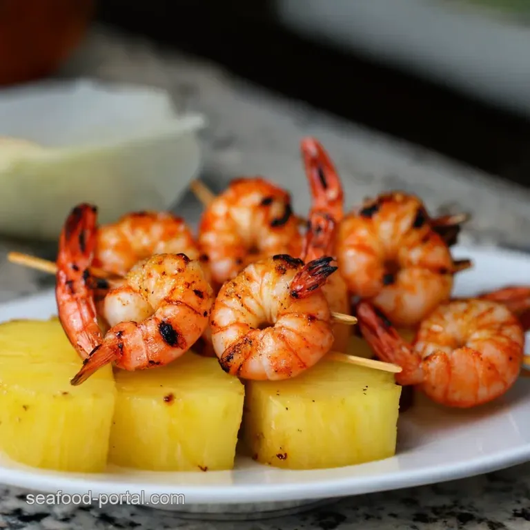 Island Vibes Grilled Jerk Shrimp and Pineapple Skewers presentation