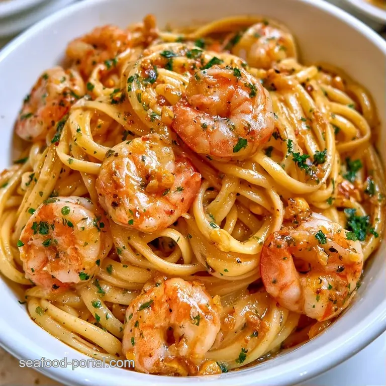 Elegant white pasta bowl featuring tender seafood, a sprinkle of fresh parsley, and a bright lemon wedge on the side.