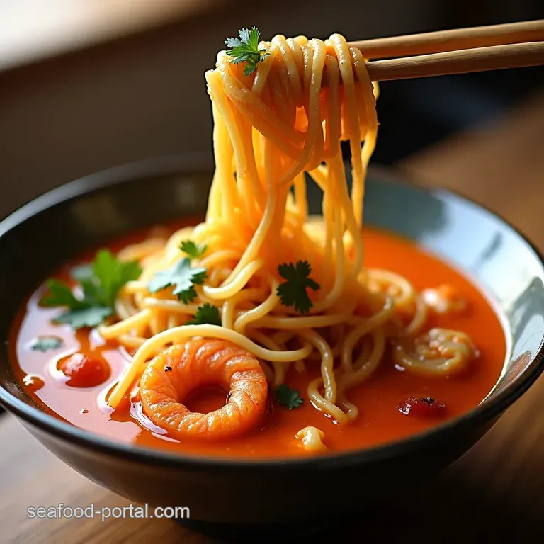 Jjamppong Superstar Spicy Korean Seafood Noodle Soup presentation