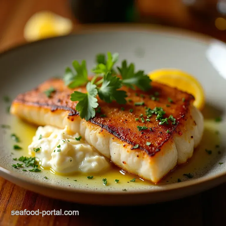 King of the Sea Panseared Snapper with Sardine Lemon Butter presentation