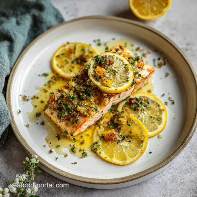 Perfectly cooked salmon steak, rich orange hue, with vibrant green asparagus spears.