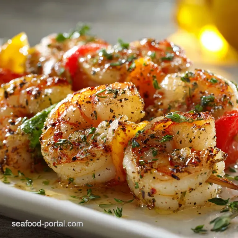 Shrimp Kabobs: Easy Grilled Lemon Garlic Skewers with Vegetables presentation
