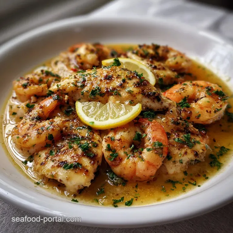 Tilapia with Shrimp Skillet: Lemon Garlic Butter presentation