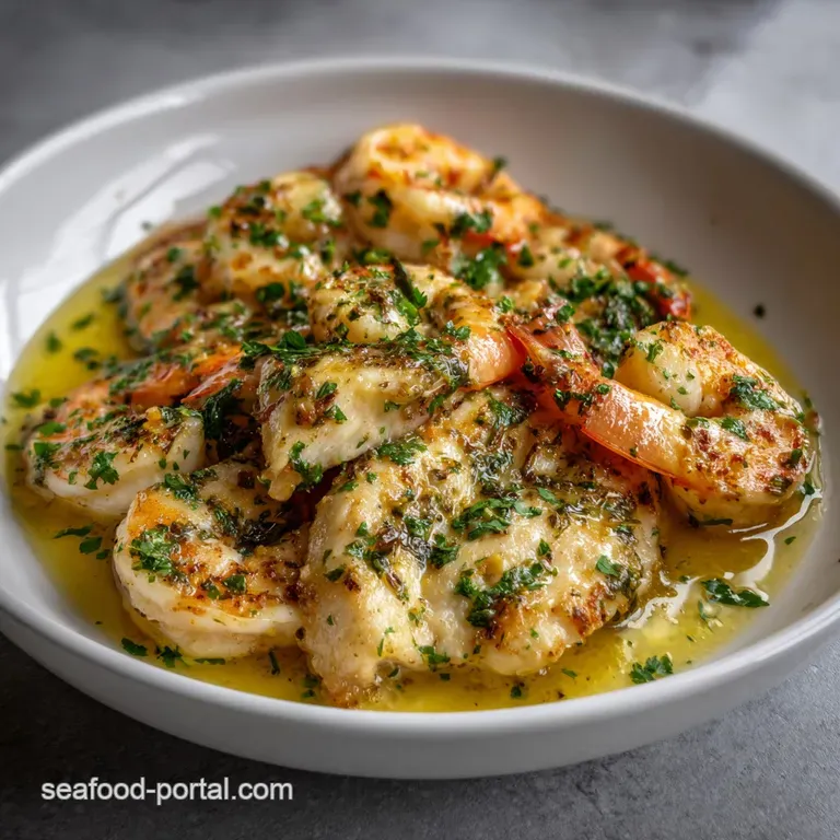 Tilapia with Shrimp Skillet: Lemon Garlic Butter