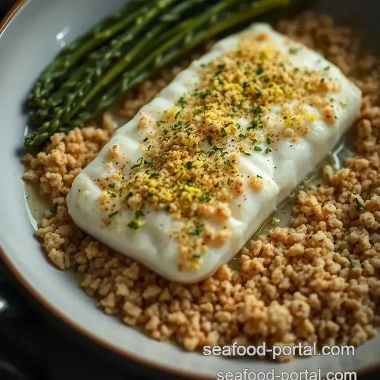Lemon-Herb Crusted Cod with Roasted Asparagus presentation