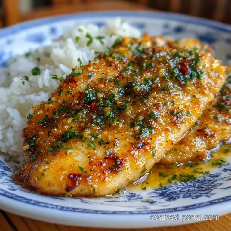 Elegant mound of zesty yellow rice alongside a seared white fish fillet on a modern white ceramic platter.