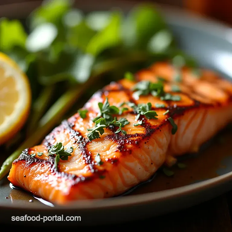 Lemonherb Grilled Salmon with Charred Asparagus presentation