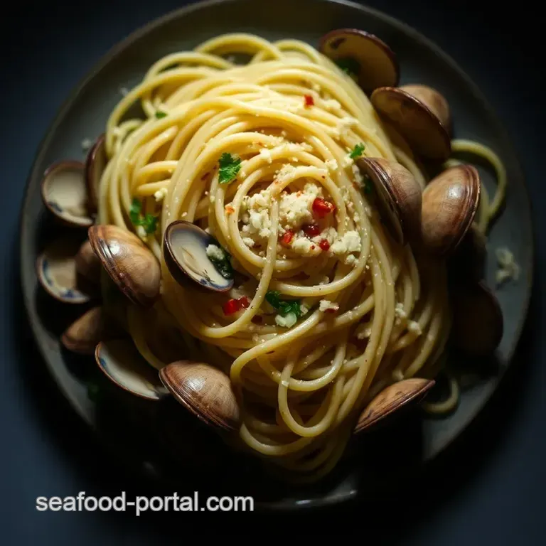 Linguine with Clams (Linguine Alle Vongole) presentation