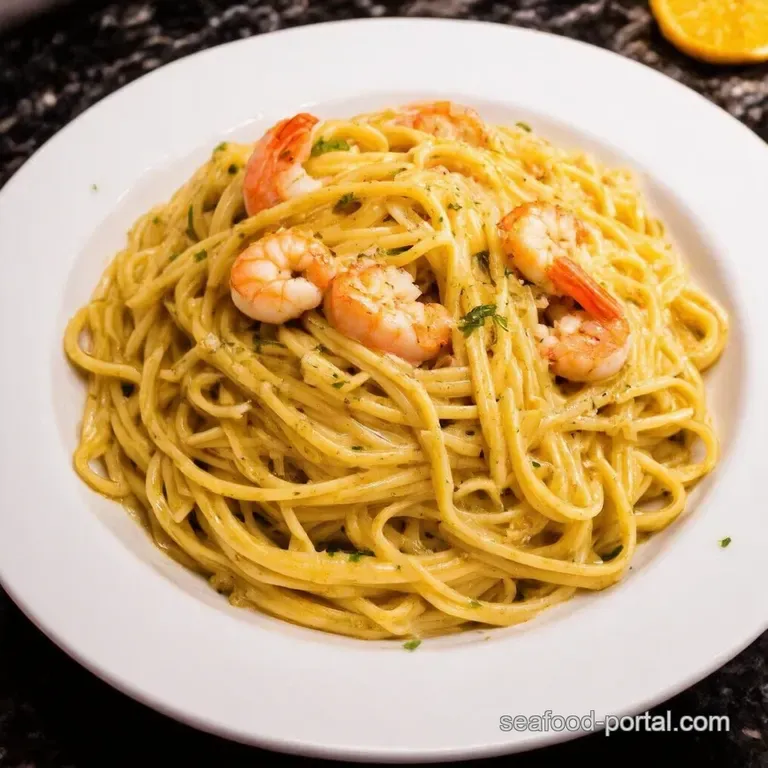 Linguine with Shrimp and Mussels in Garlic White Wine Sauce presentation