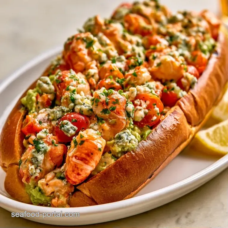 Three golden-brown toasted rolls filled with colorful lobster and salad, served on a clean white ceramic platter.
