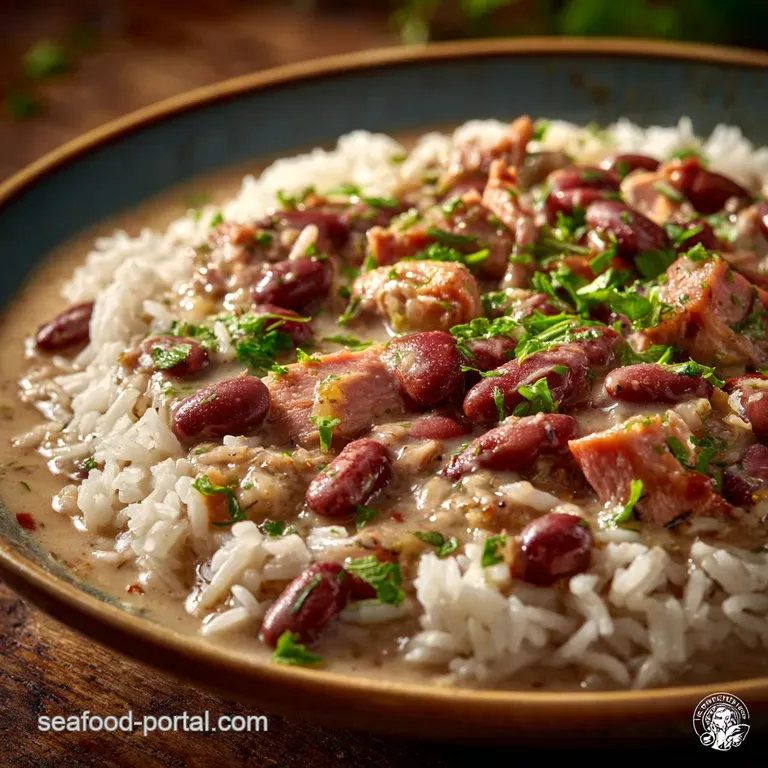 Louisiana Red Beans and Rice Proper Plate of Soul with Smoky Ham Hock presentation