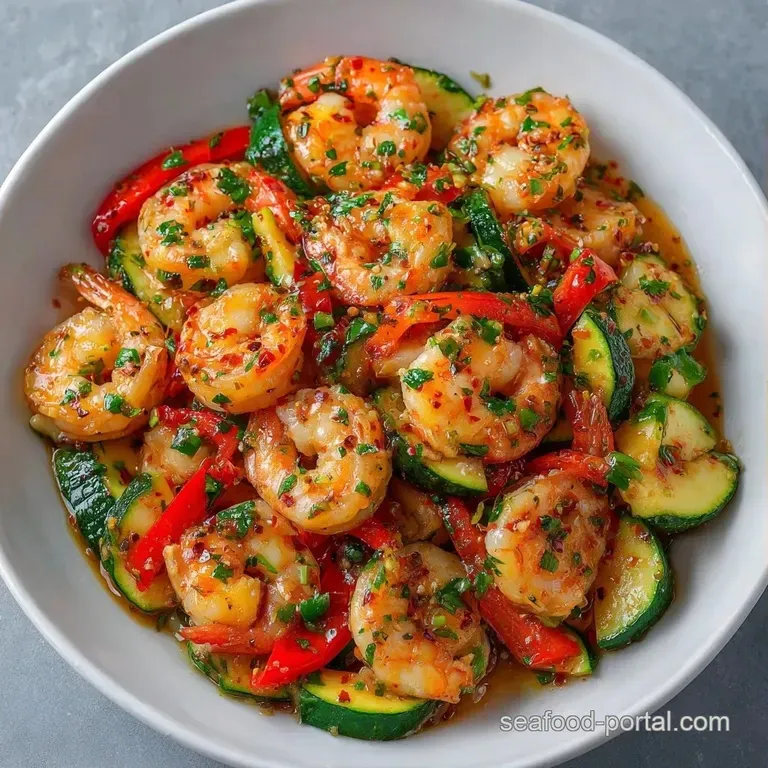 Plump, saut&eacute;ed shrimp drizzled with lemon butter sauce on a white plate with a sprig of fresh garden parsley.