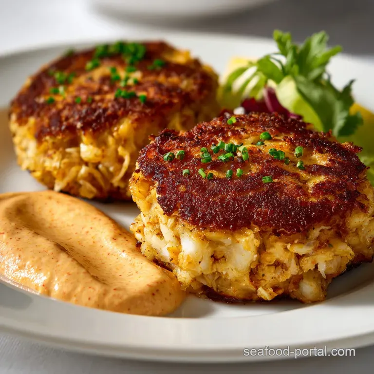Crab Cake Remoulade: Lump Cakes with Smoked Paprika Sauce presentation