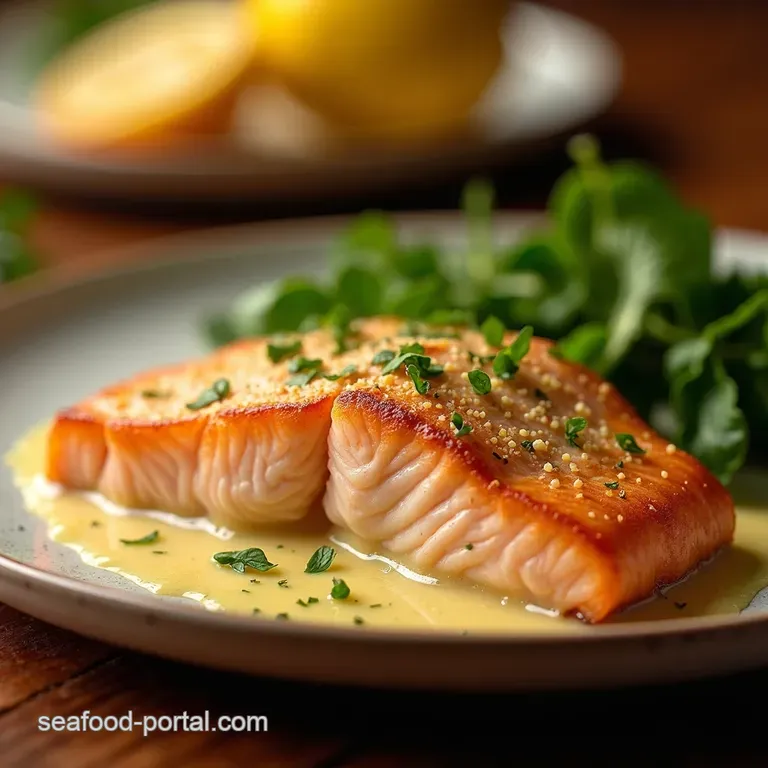 Luscious Lemon Garlic Panseared Salmon with Creamy Dream Sauce presentation
