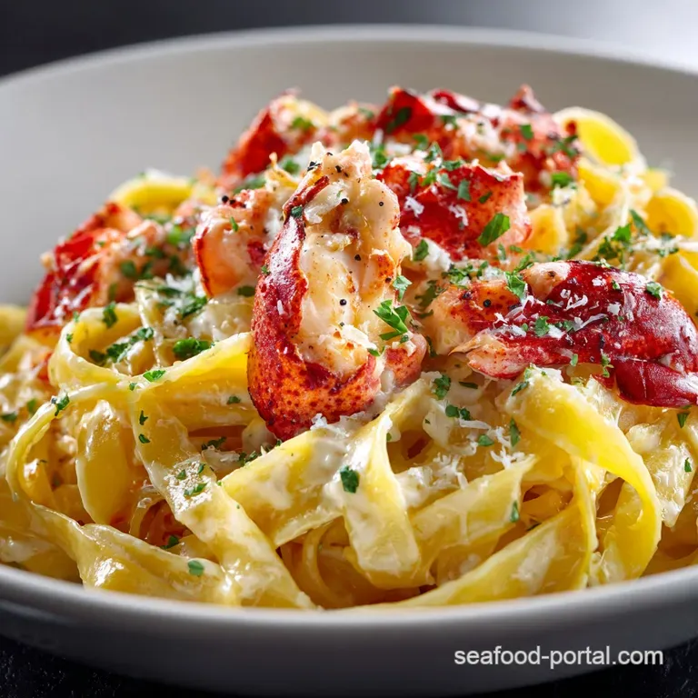 Lobster Pasta with Cream Sauce Luxurious Tagliatelle for Special Occasions presentation