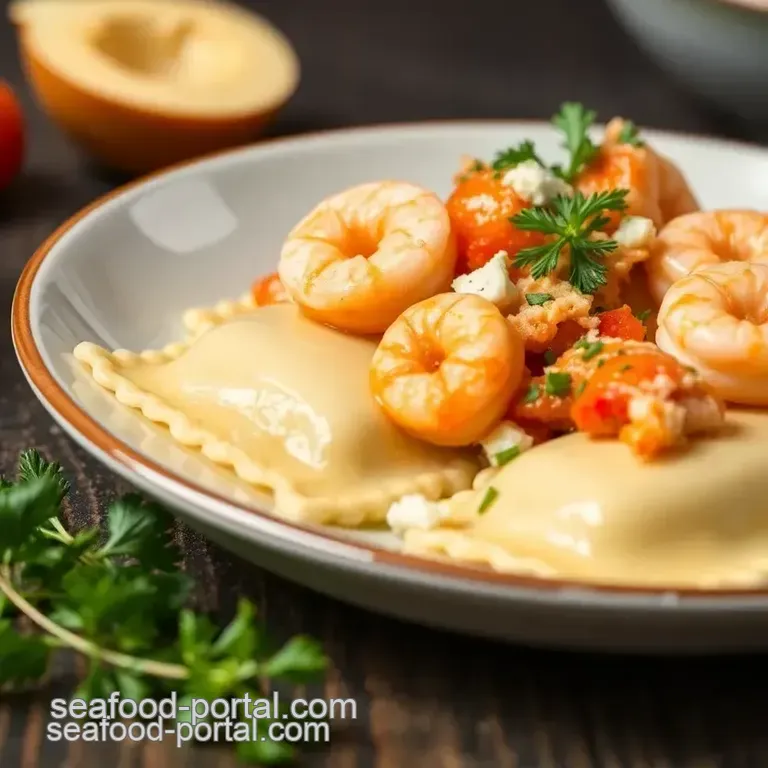 Luxury Homemade Seafood Ravioli with Lemon Butter Sauce presentation
