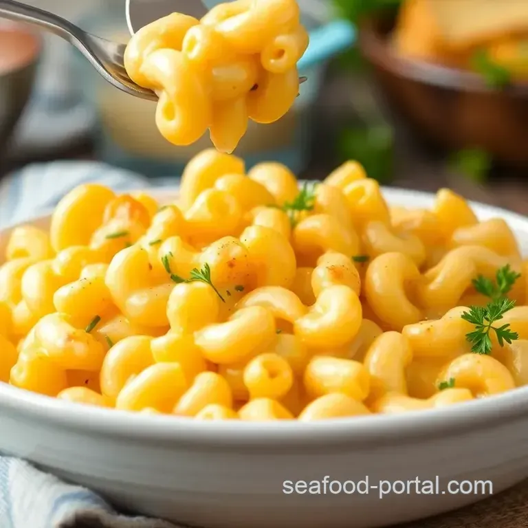 Seafood Macaroni and Cheese presentation