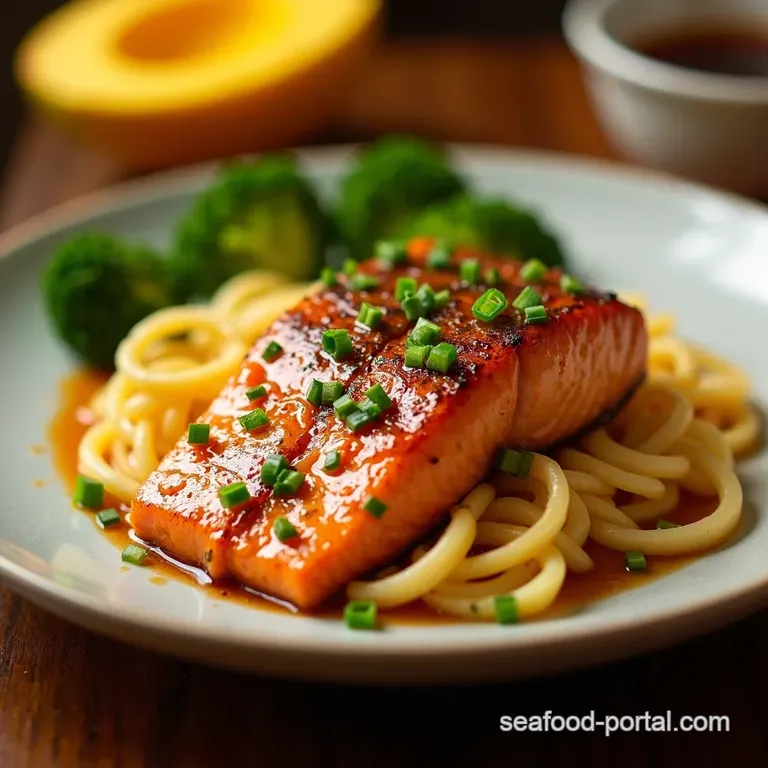 Mango Teriyaki Salmon with a Zesty Twist presentation
