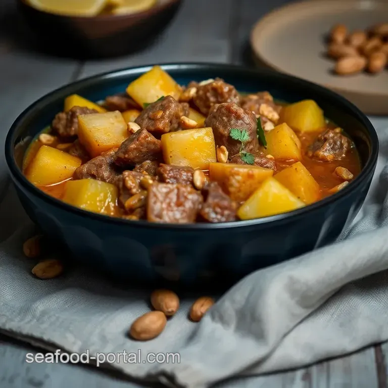 Massaman Curry Beef with Potatoes and Peanuts presentation