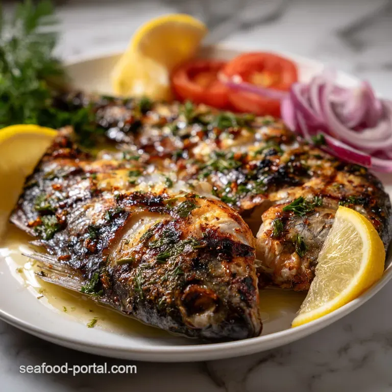 Mediterranean Grilled Fish with Lemon-Herb Marinade presentation