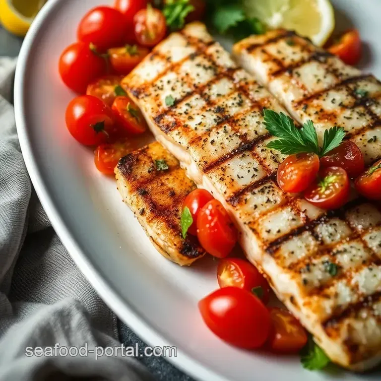 Mediterranean Grilled Lampuka Fish with Citrus Herb Salsa presentation