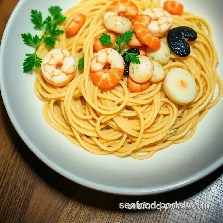 Mediterranean Marvel: Seafood Pasta Perfection presentation