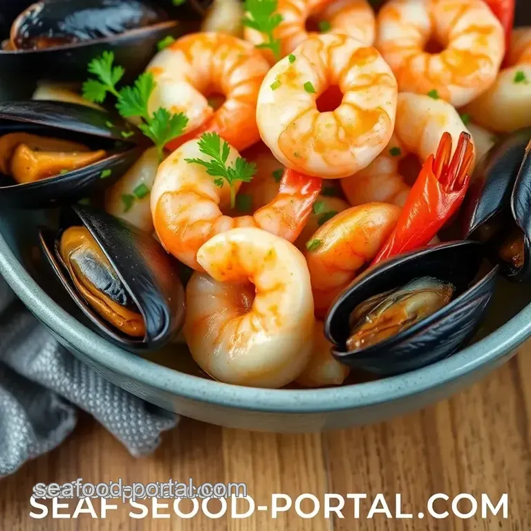 Mediterranean Seafood Medley with Garlic and Lemon presentation