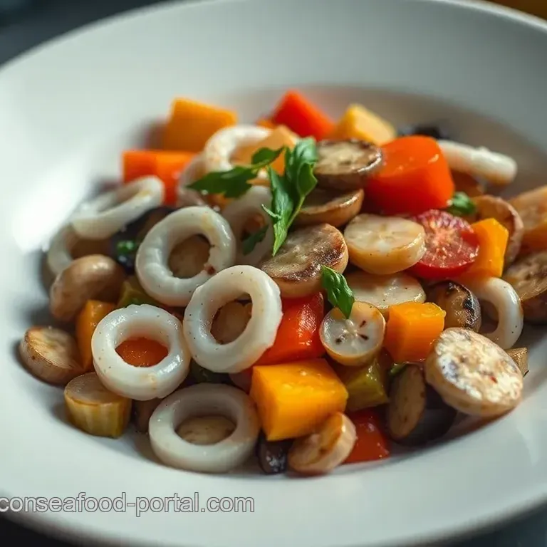 Mediterranean Style Sautéed Pacific Flying Squid with Seasonal Vegetables