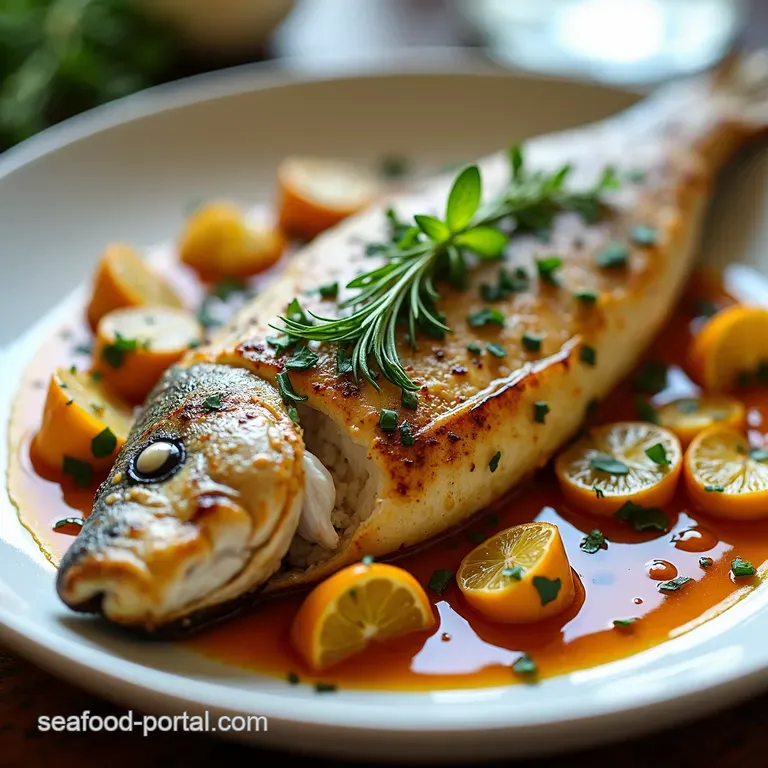 Mediterranean Sunshine Branzino with Roasted Garlic Lemon