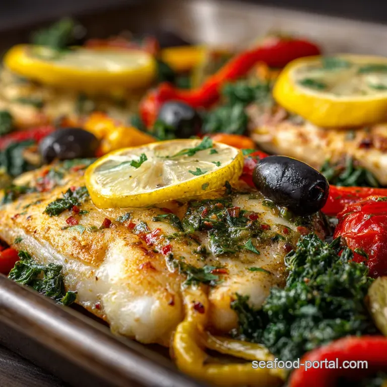 Mediterranean Tilapia Bake: Sunshine Fish with Feta Olives and Lemon presentation