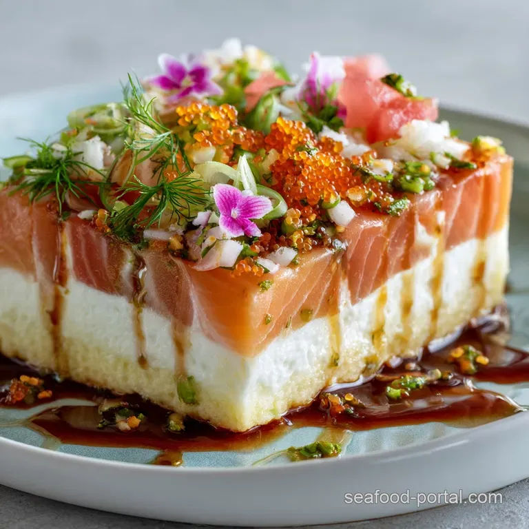 Slice of moist poke cake with whipped topping on a plate. Vibrant cake layers peeking through the white frosting.