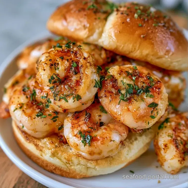 Golden buttery roll filled with chilled shrimp on a white ceramic plate with a fresh lemon wedge and crisp side salad.