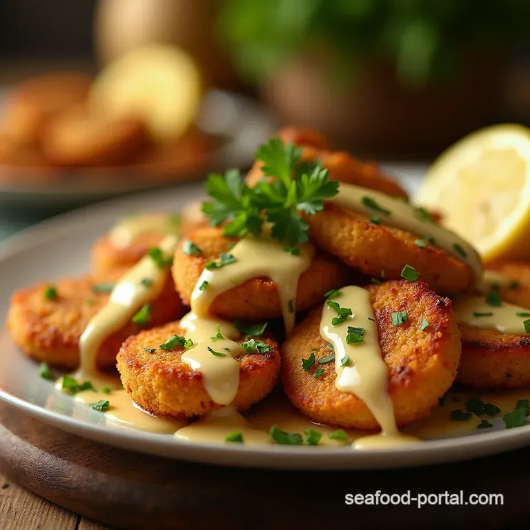 Nonnas City Chicken Crispy Comforting Croquettes with LemonParsley Drizzle presentation