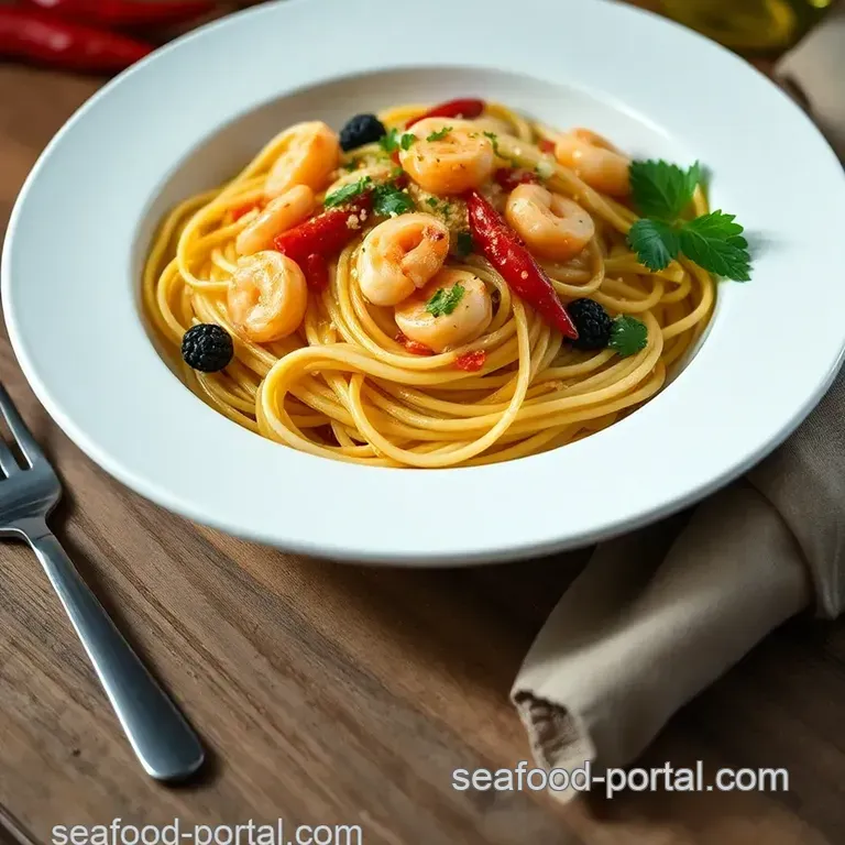 Ocean s Bounty Pasta: a Delightful Seafood Medley presentation