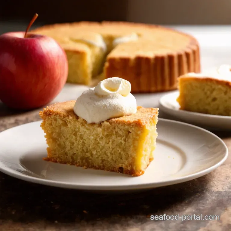 Omas Apple Cake with Custard presentation