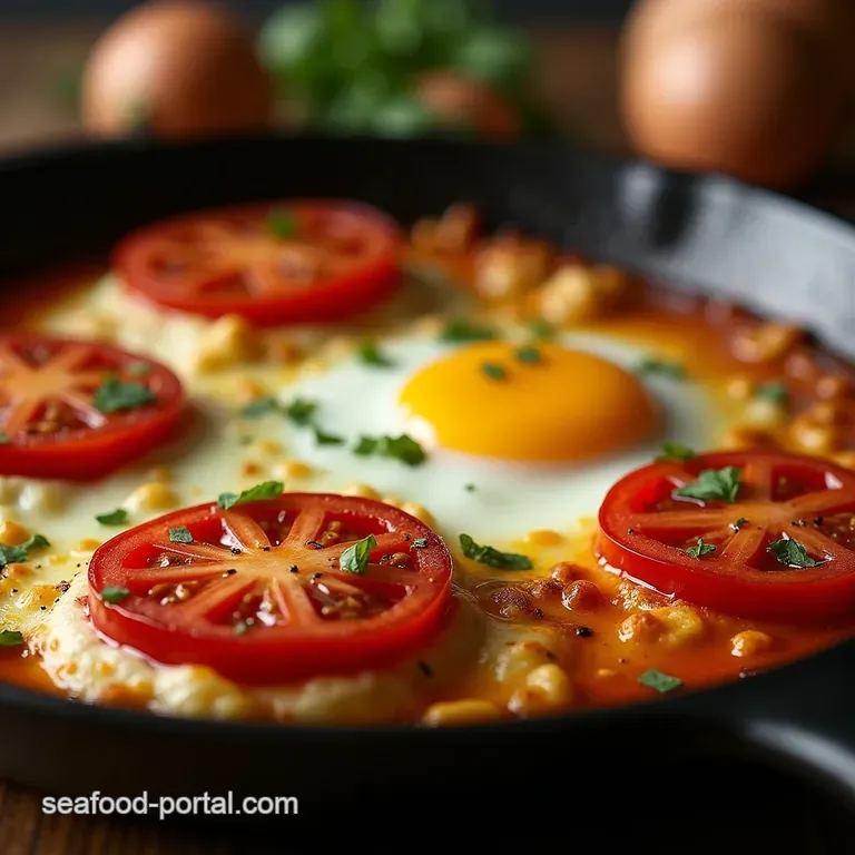 The Greek God of Breakfast OnePan Baked Feta Eggs with Burst Tomatoes presentation