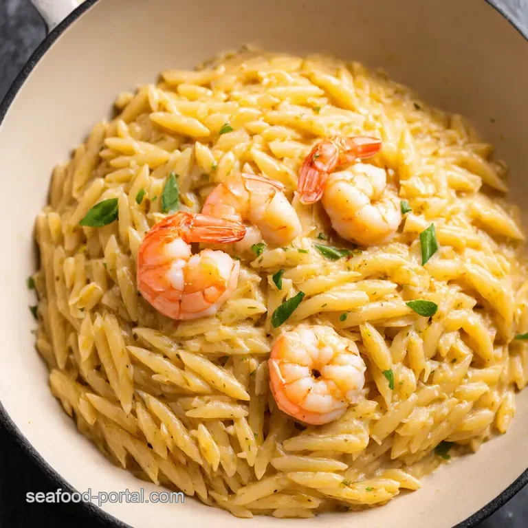 OnePan Creamy Parmesan Orzo with Garlic Shrimp