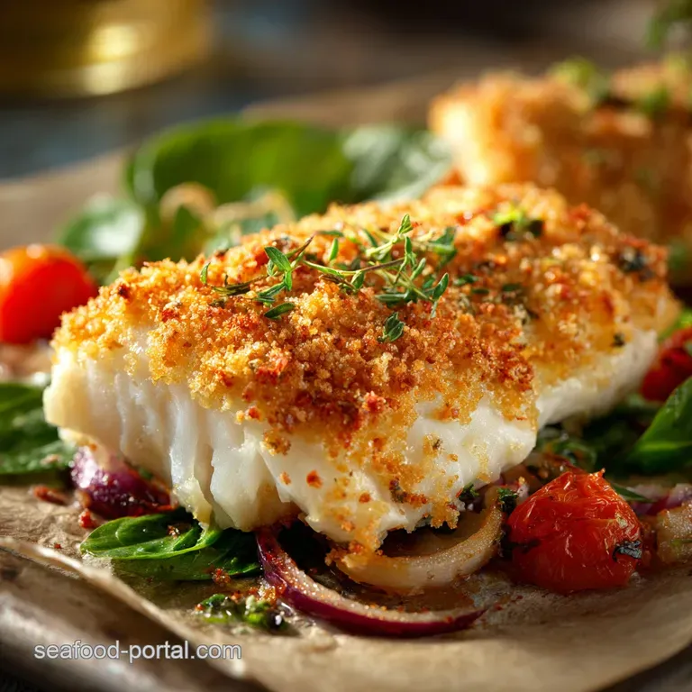 Oven Fried Cod: Proper Crispy Oven-Baked Fish with Panko Crust presentation